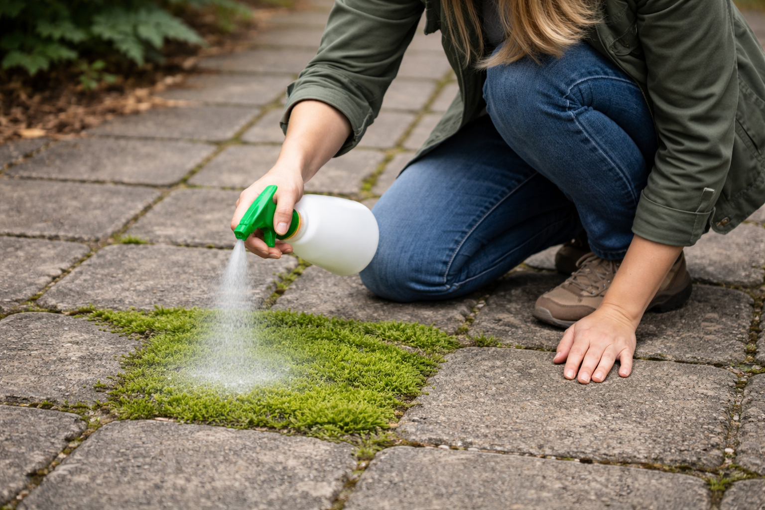 ocet a jedlá soda na mech